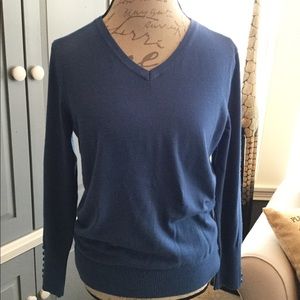 Blue Knit V Neck Sweater Size M